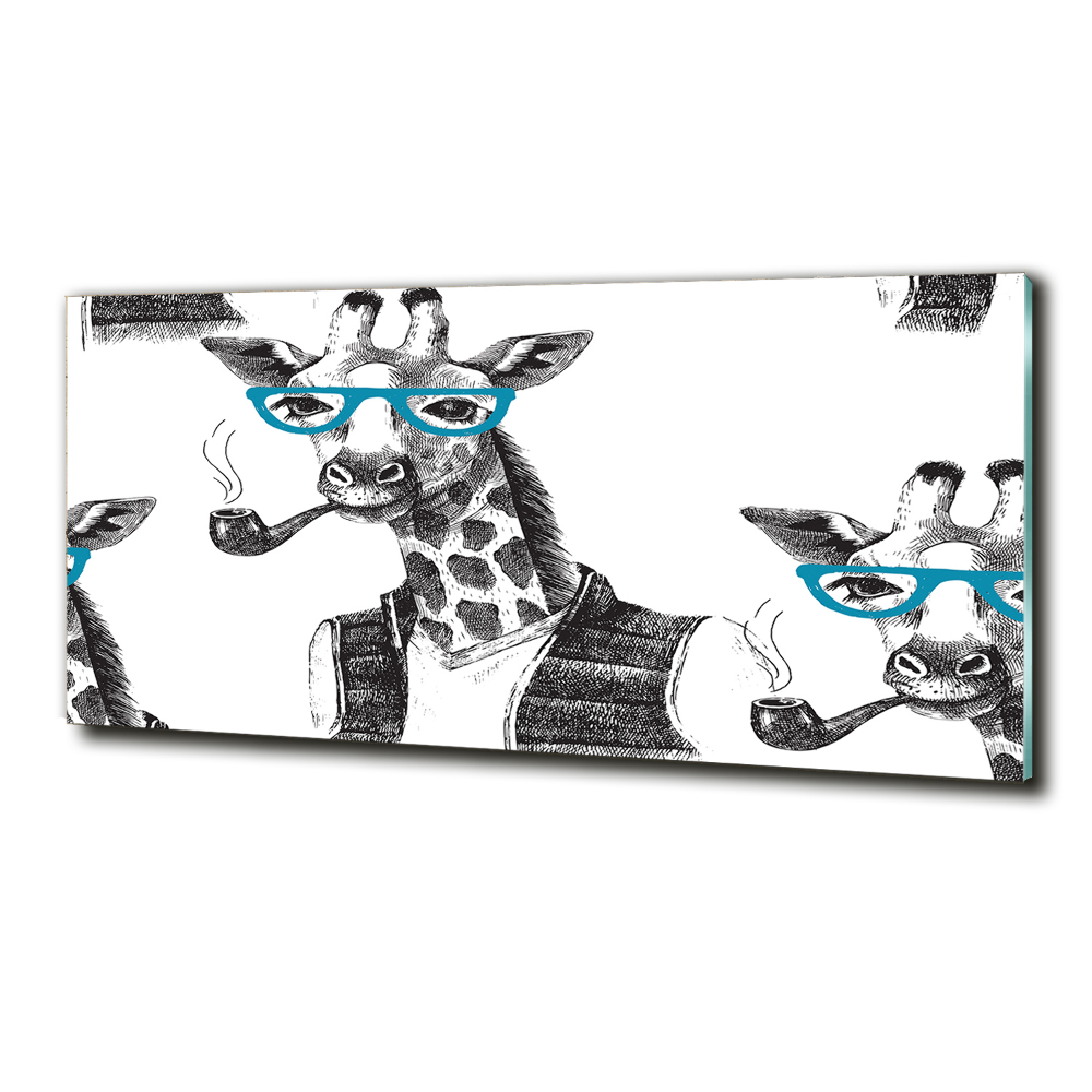 Glass art print Giraffe with glasses