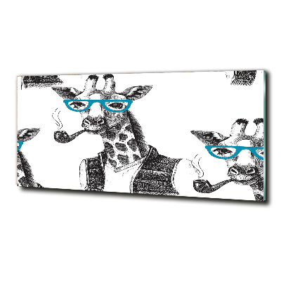 Glass art print Giraffe with glasses