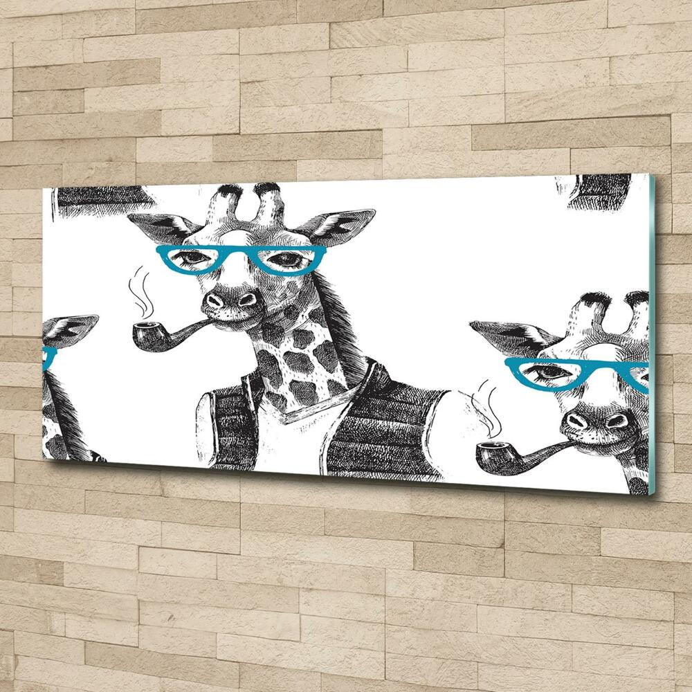 Glass art print Giraffe with glasses