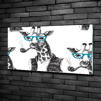 Glass art print Giraffe with glasses