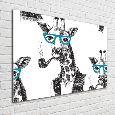 Glass art print Giraffe with glasses