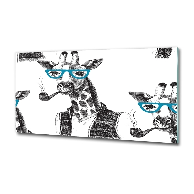 Glass art print Giraffe with glasses