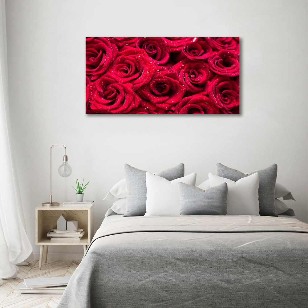 Wall art on glass Drops on roses