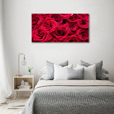 Wall art on glass Drops on roses