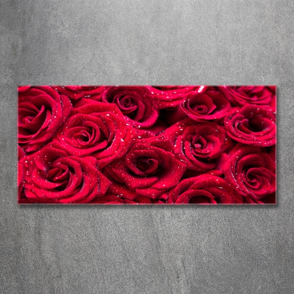 Wall art on glass Drops on roses