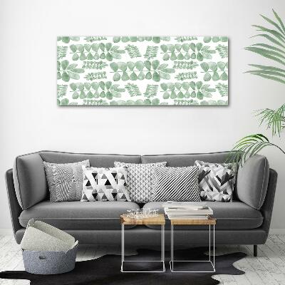 Glass wall art large Green leaves