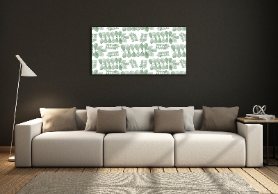 Glass wall art large Green leaves