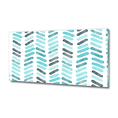 Glass picture wall art Blue herringbone