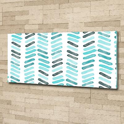 Glass picture wall art Blue herringbone