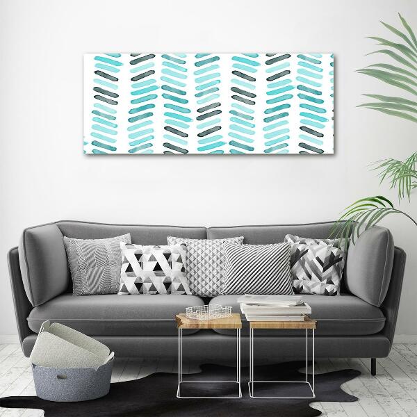 Glass picture wall art Blue herringbone