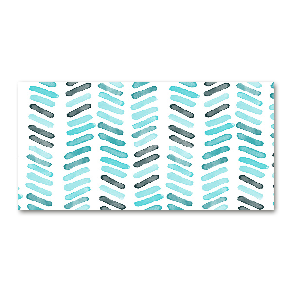 Glass picture wall art Blue herringbone