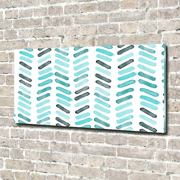 Glass picture wall art Blue herringbone