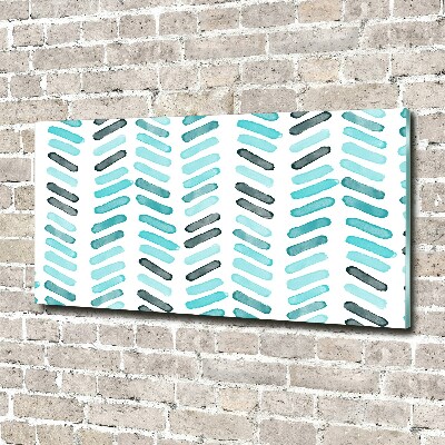 Glass picture wall art Blue herringbone