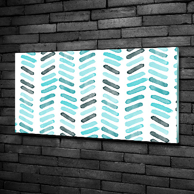 Glass picture wall art Blue herringbone