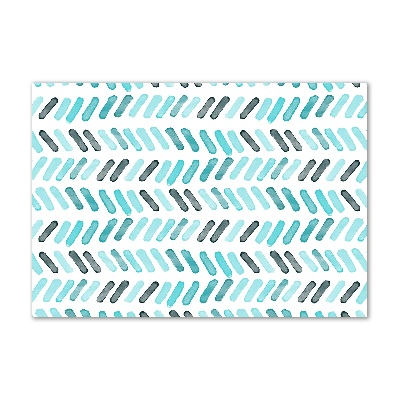 Glass picture wall art Blue herringbone