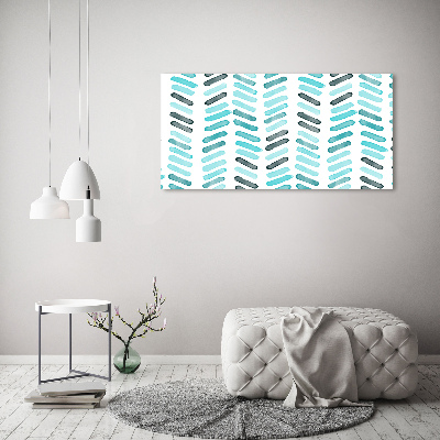 Glass picture wall art Blue herringbone