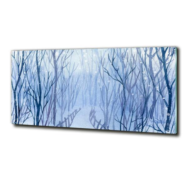 Glass wall art Forest in winter