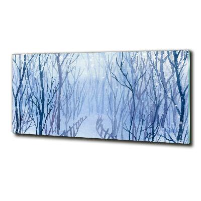 Glass wall art Forest in winter