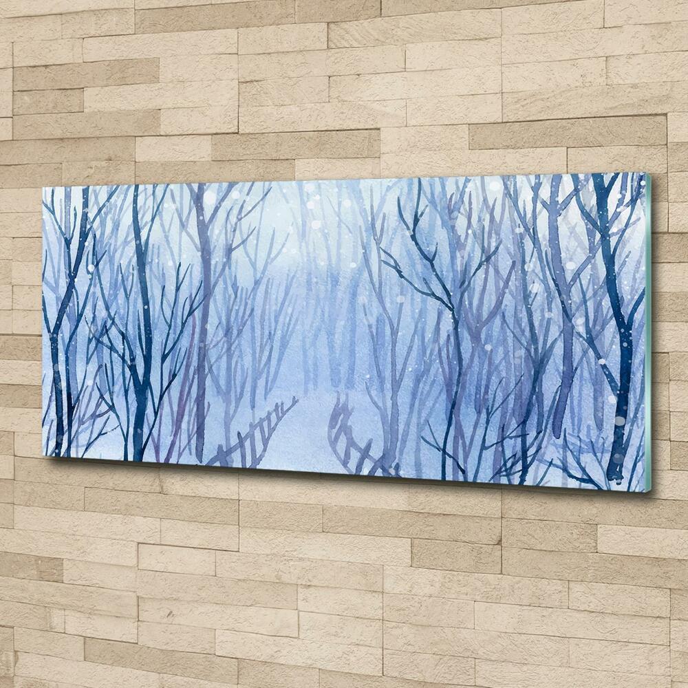 Glass wall art Forest in winter