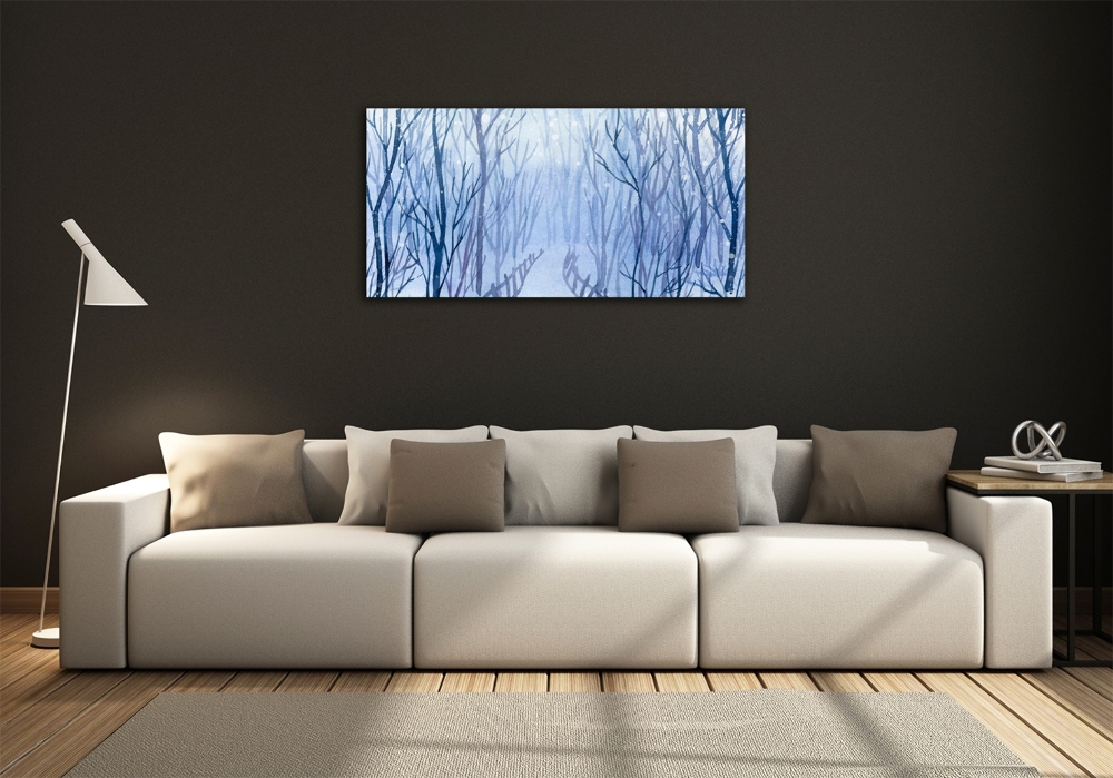 Glass wall art Forest in winter