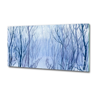 Glass wall art Forest in winter