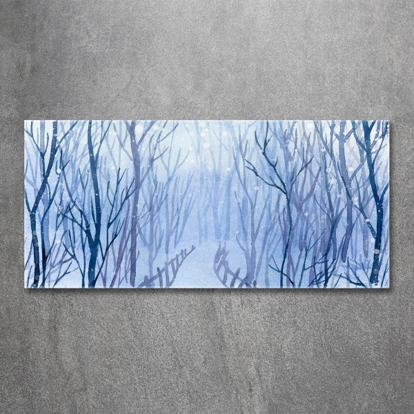 Glass wall art Forest in winter