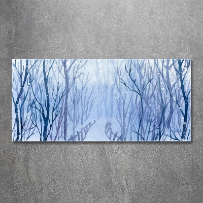 Glass wall art Forest in winter