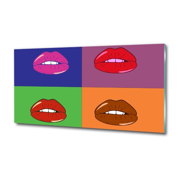 Wall art on glass Colorful lips