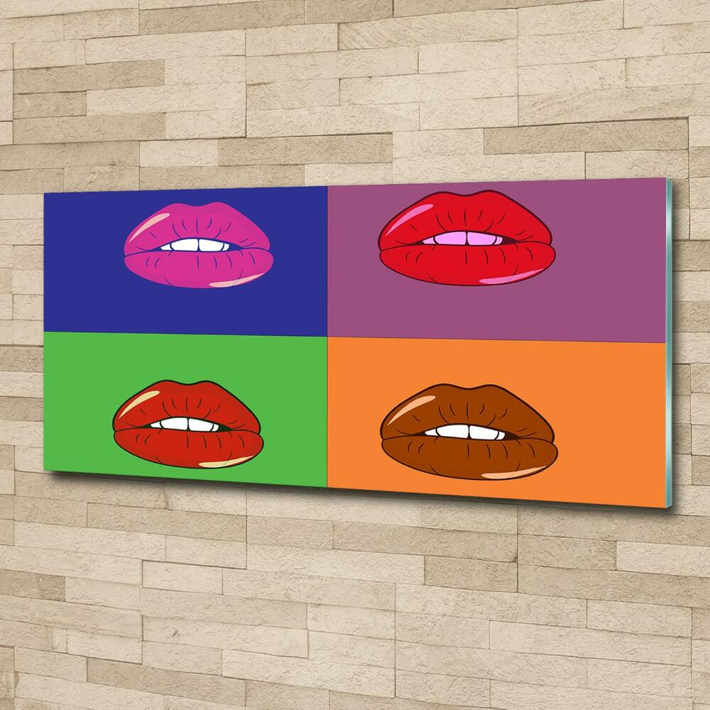 Wall art on glass Colorful lips