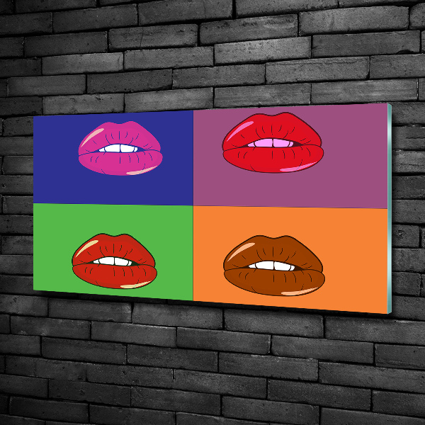 Wall art on glass Colorful lips