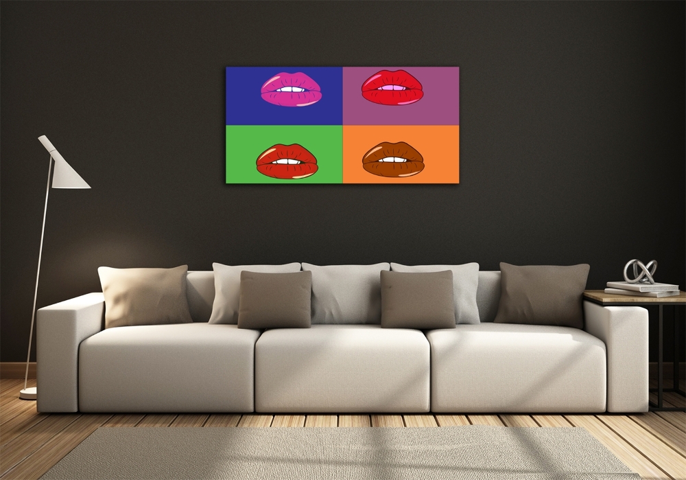 Wall art on glass Colorful lips