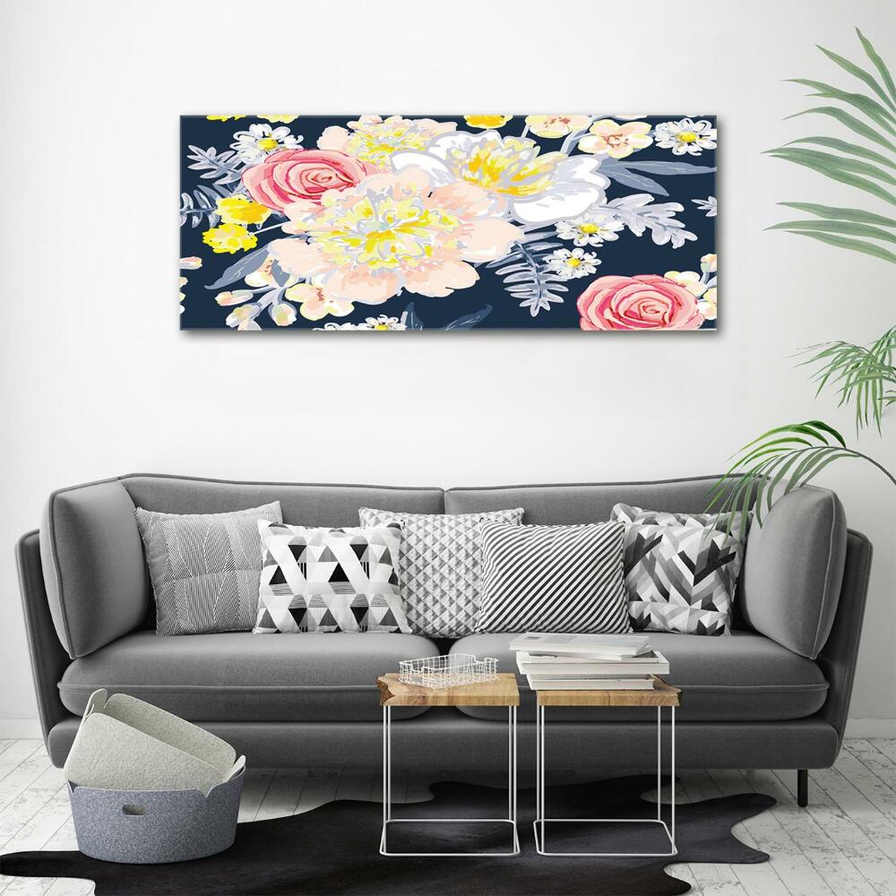 Glass wall art large Floral pattern