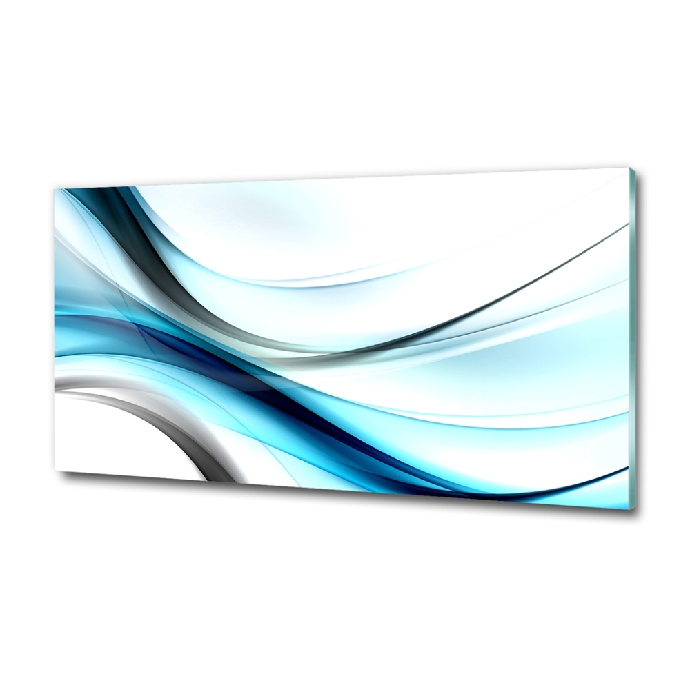 Glass wall art large Wave abstraction