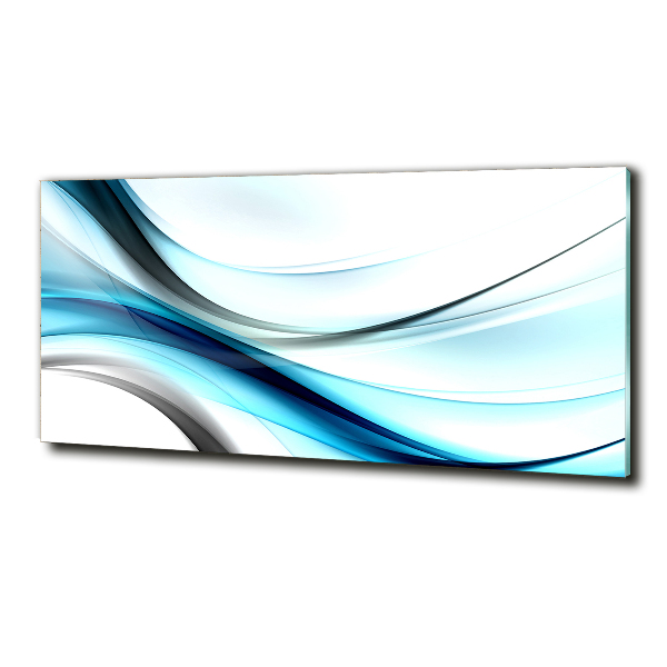 Glass wall art large Wave abstraction