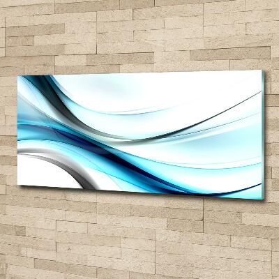 Glass wall art large Wave abstraction