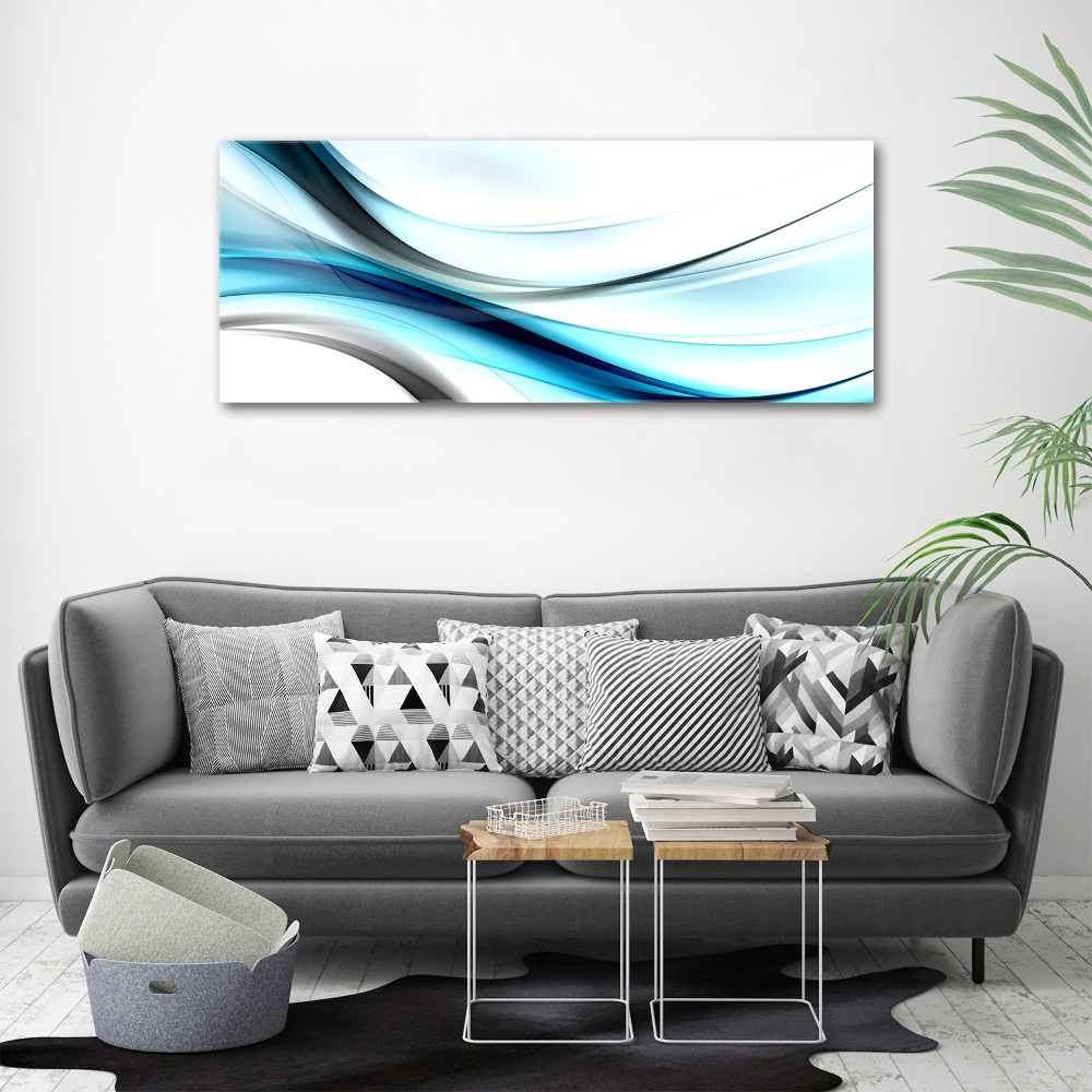 Glass wall art large Wave abstraction