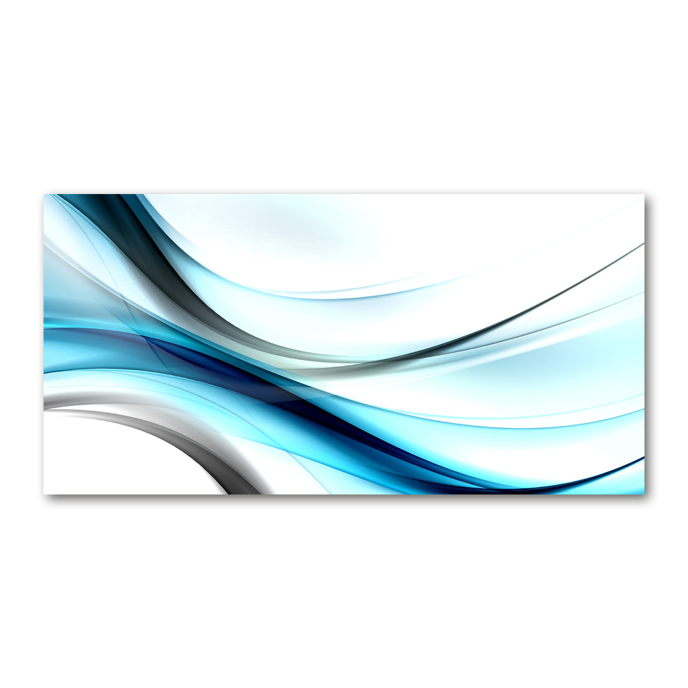 Glass wall art large Wave abstraction