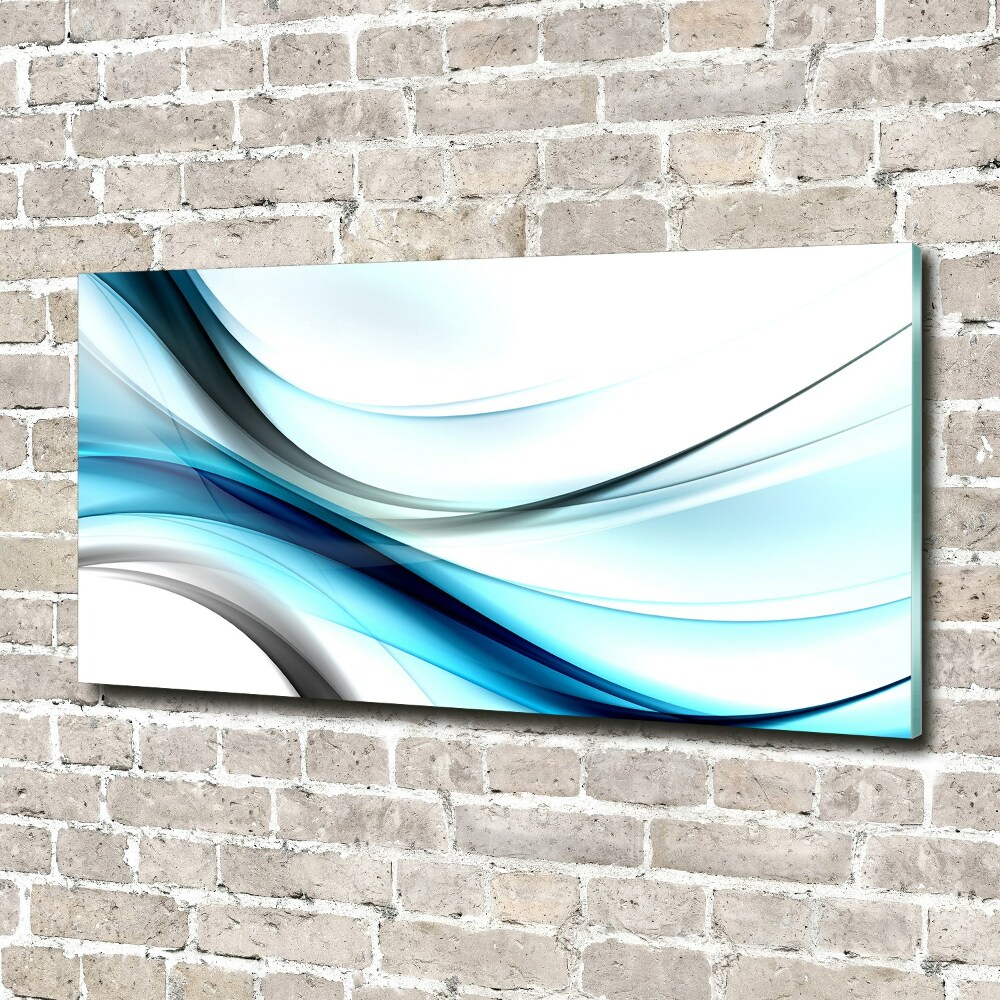 Glass wall art large Wave abstraction