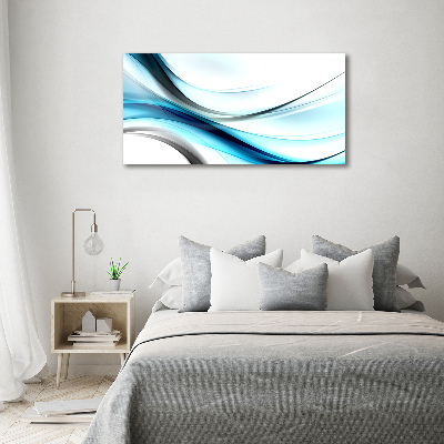 Glass wall art large Wave abstraction