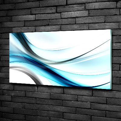 Glass wall art large Wave abstraction