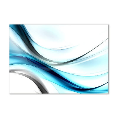 Glass wall art large Wave abstraction