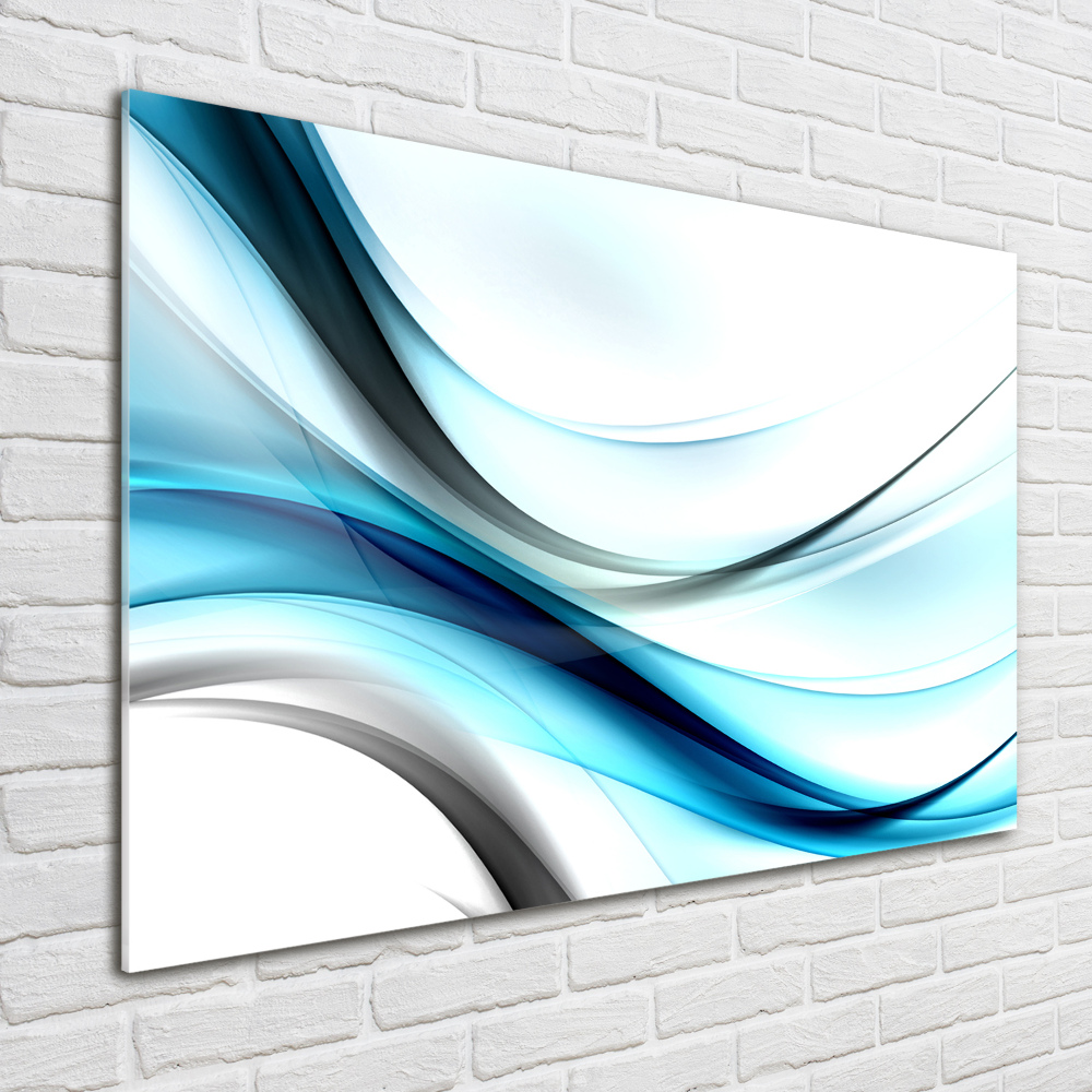 Glass wall art large Wave abstraction