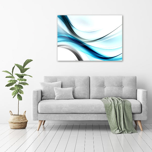 Glass wall art large Wave abstraction