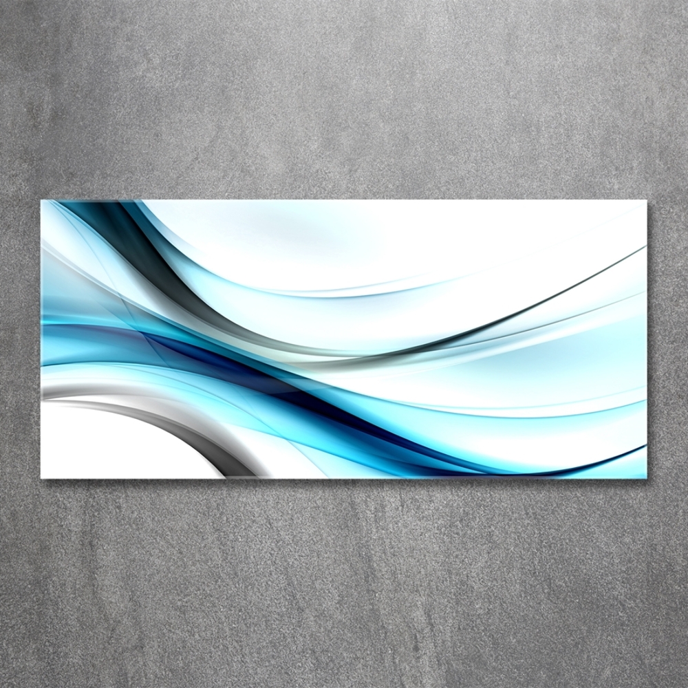 Glass wall art large Wave abstraction