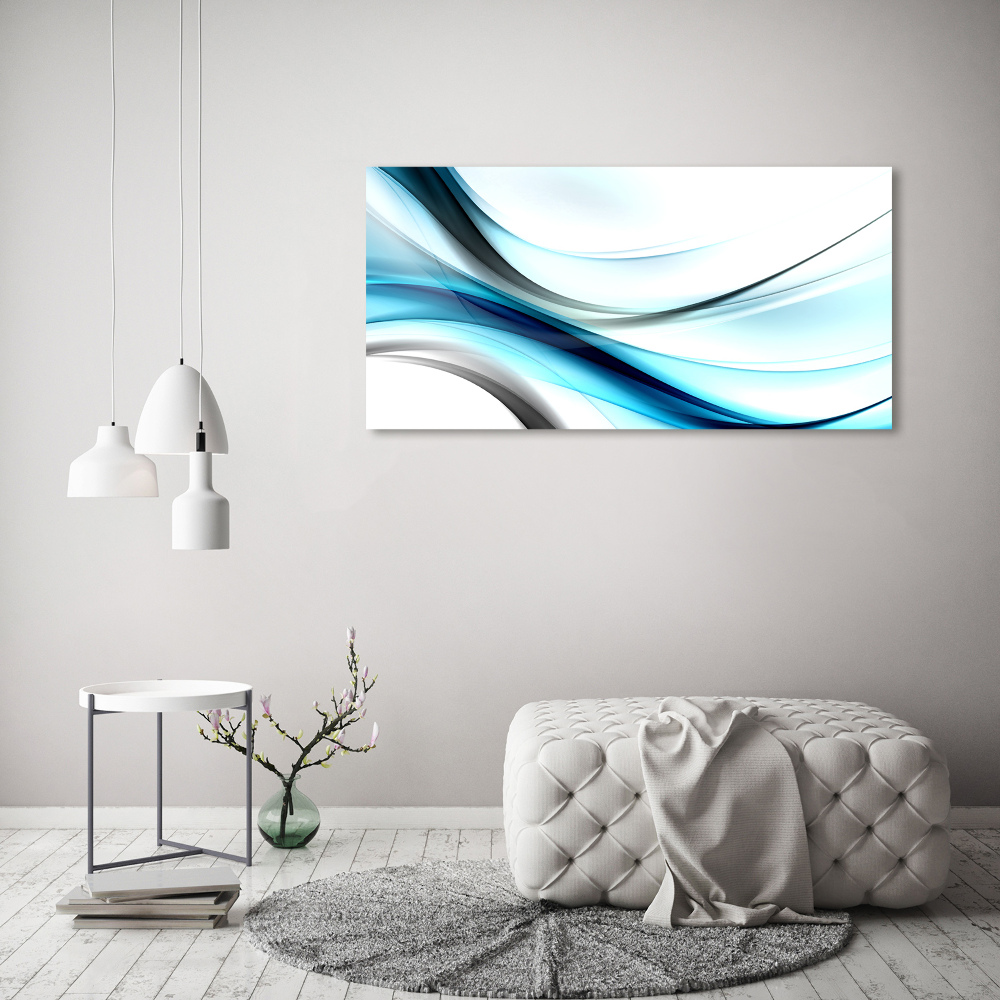 Glass wall art large Wave abstraction