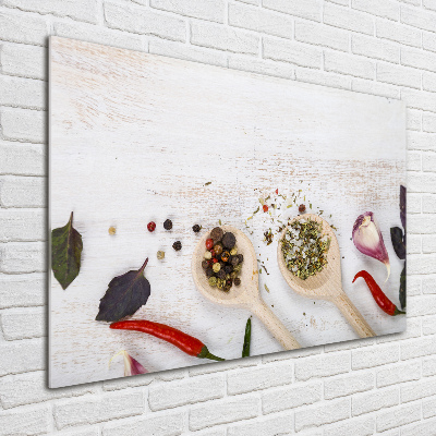 Wall art on glass Vegetables and spices