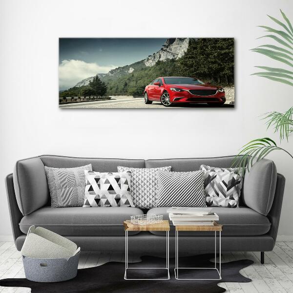 Glass picture wall art Car in the mountains