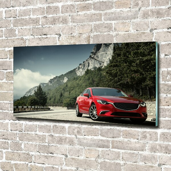 Glass picture wall art Car in the mountains