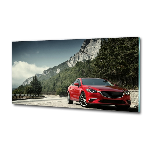 Glass picture wall art Car in the mountains