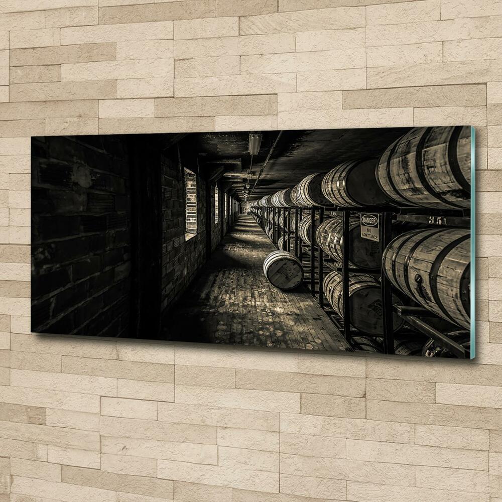 Wall art on glass Bourbon barrels